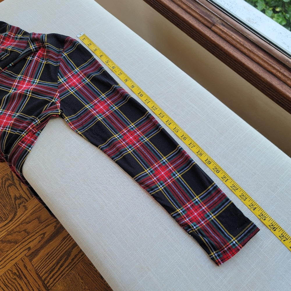 New! J.Crew sz Medium M Printed tissue turtleneck Black Tartan plaid Top NWT - Picture 9 of 12